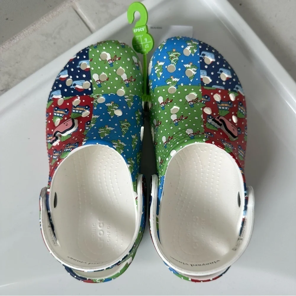 CROCS x Vineyard Vines HOLIDAY PATCHWORK CLOGS Size 13 Little Kid